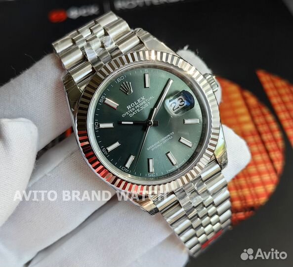 Часы мужские Rolex DateJust 41 зеленый циферблат