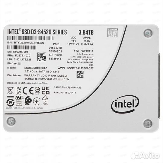 SSD Intel D3-S4520 3.84Tb (New)