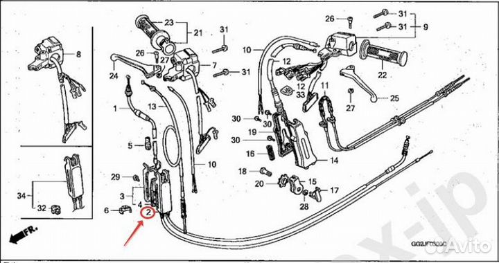 Трос газа Honda Gyro X 2T, Gyro Up Япония