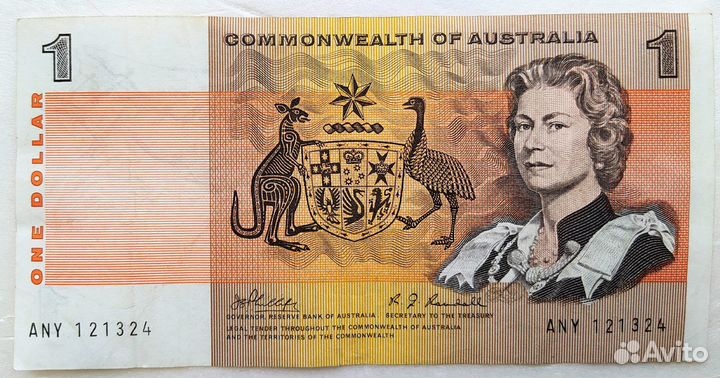 Банкнота 1 доллар. Австралия. Королева Елизавета