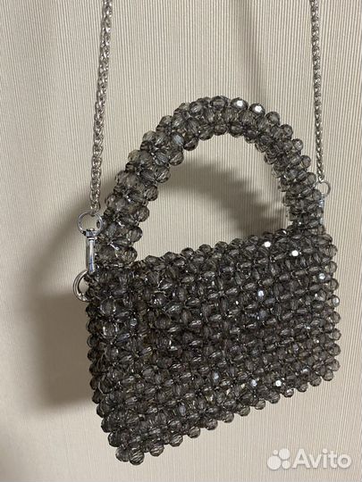 Сумка из бусин серая