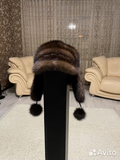 Шапка ушанка норковая женская