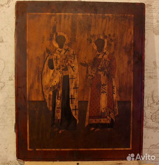 Старинная икона Иоанн Златоуст Чудотворец 55*44см