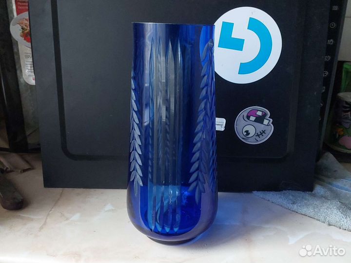 Ваза синее стекло СССР