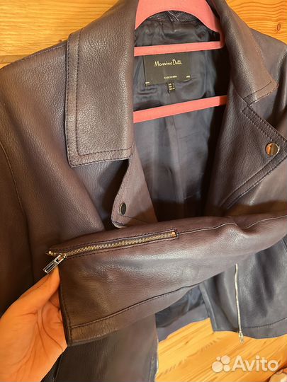 Кожаная куртка женская, темно-синяя, размер L