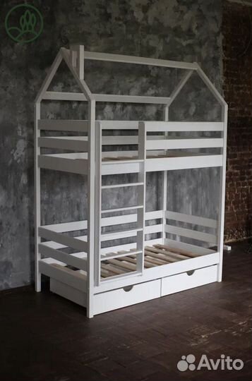 Детская кровать двухъярусная Домик - 180*80