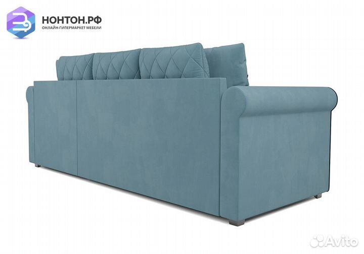 Угловой диван дельфин Берлин велюр голубой