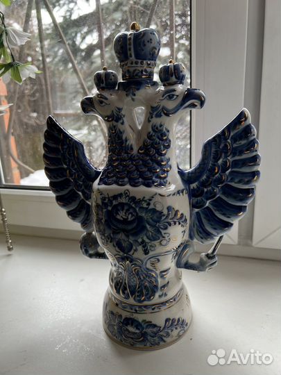 Штоф двуглавый орел гжель