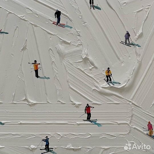 Картина маслом на холсте зима