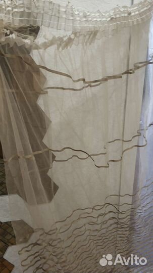 Тюль кофейный