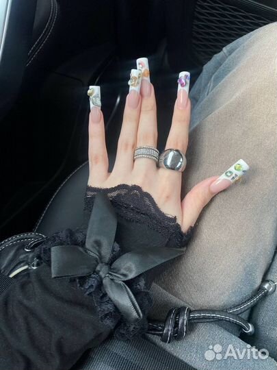 Маникюр /наращивание /крейзи дизайн /экстра-длина