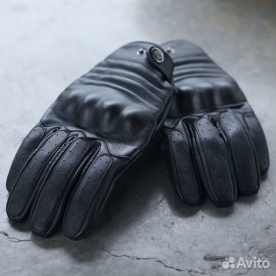 Мотоперчатки из натуральной кожи и текстиль