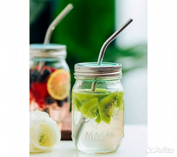 Многоразовые металлические трубочки RoadLike 8шт