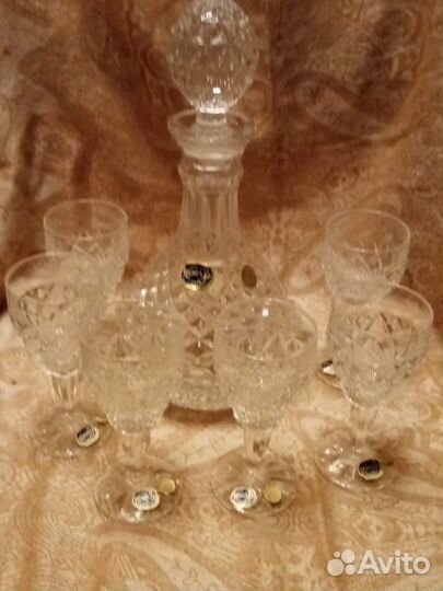 Набор графин и фужеры из чешского хрусталя
