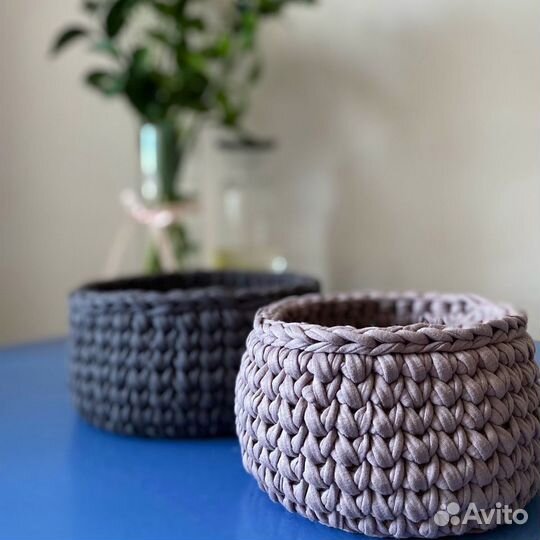 Корзина из трикотажной пряжи