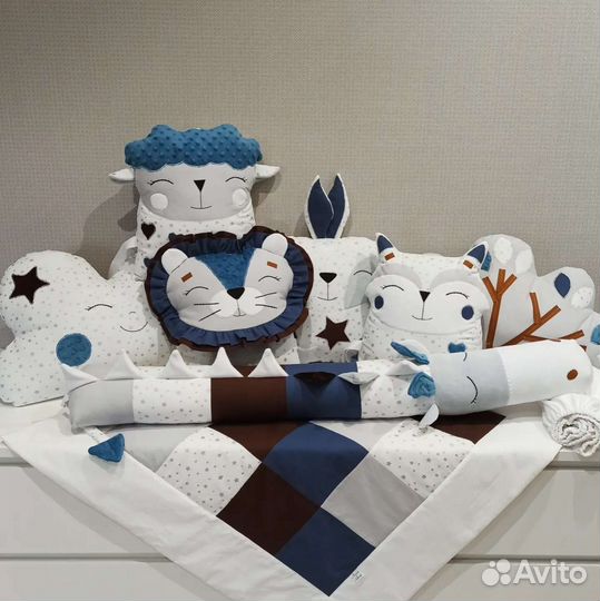 Бортики Зверушки для детской кроватки