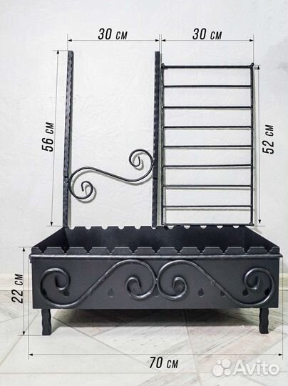 Мангал кованый с дровницей разборной для дома