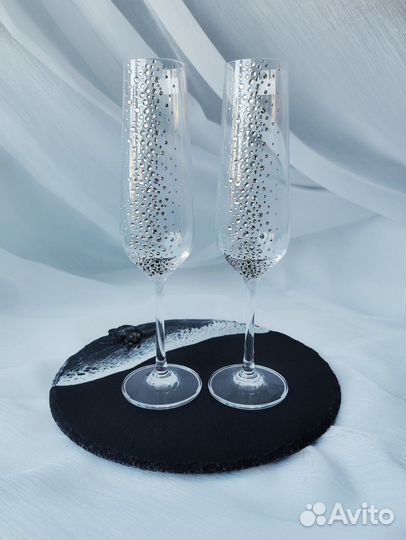 Свадебные бокалы на заказ ручная работа