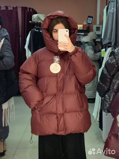 Пуховик женский бордовый