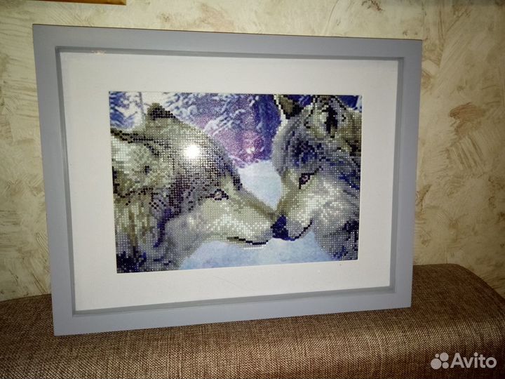 Картина волки алмазная вышивка 25х35