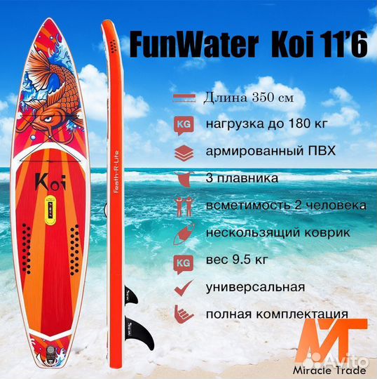 Сапборд надувной funwater koi 350
