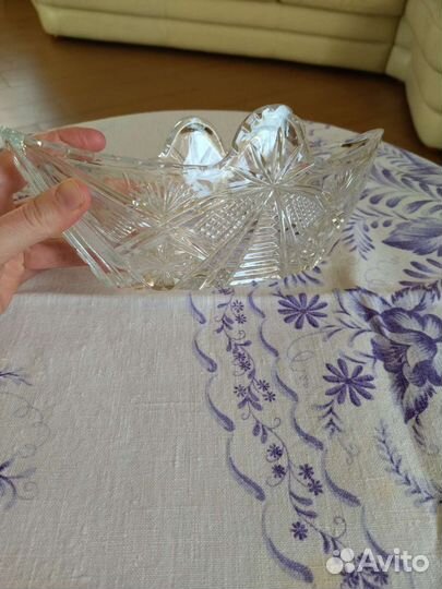 Хрустальный салатник ладья