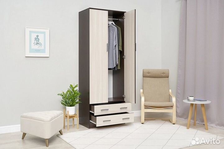 Шкаф 2х ств комбинированный дуэт венге/лоредо