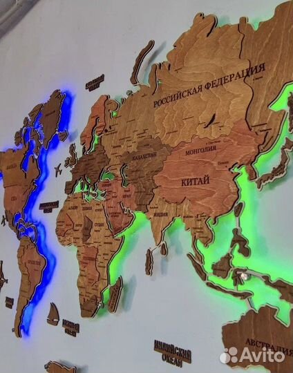 Карта мира из дерева / Деревянная карта мира