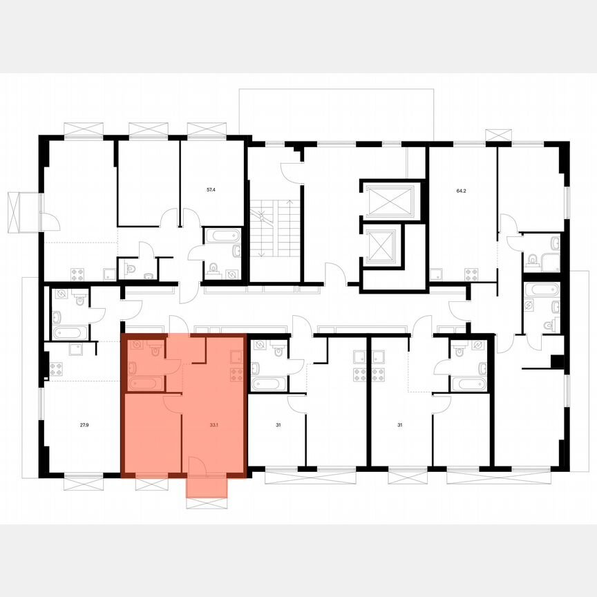 1-к. квартира, 33,1 м², 2/11 эт.