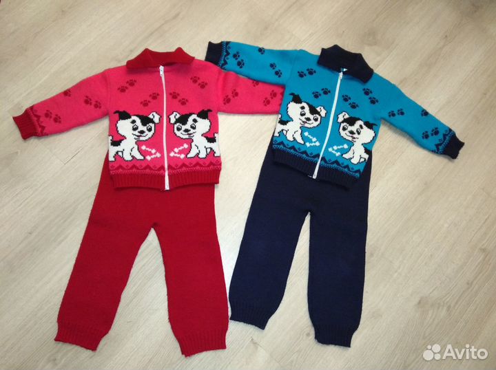 Теплый вязаный костюм 2шт (для двойни)