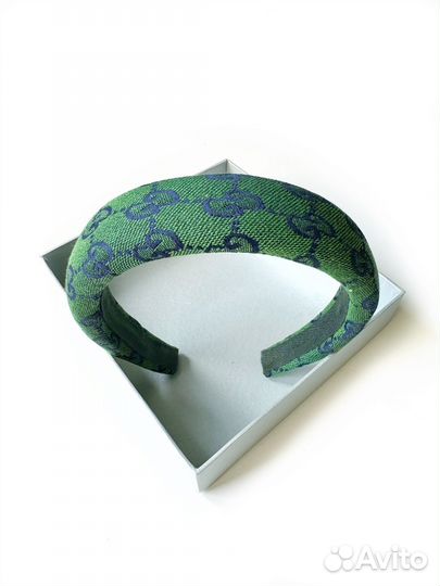 Ободок круглый из жаккарда Gucci зеленый
