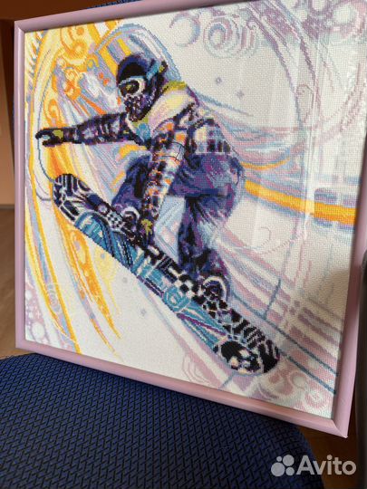 Картина вышивка крестом Сноубордист
