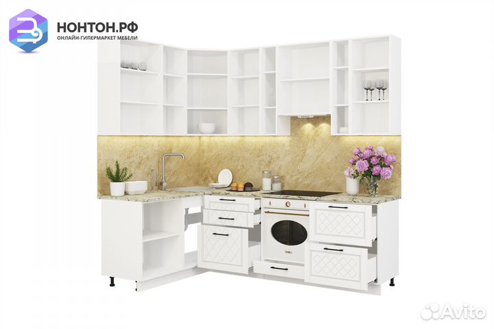 Кухня угловая Барселона 1.6 на 2.4 м морское дерев