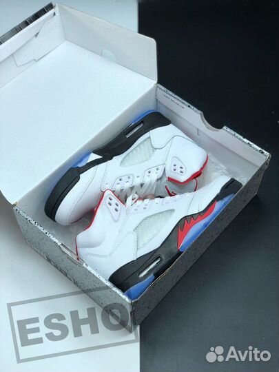 Nike Air Jordan 5 White Fire Red Black