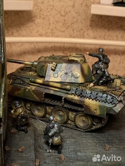 Диорама 1 35 с танком пантера и немецкой пехотой