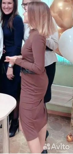 Платье теплое женское 44 46 с разрезом на ноге