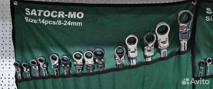 Набор ключей трещоток 14в1 с плавающей головкой