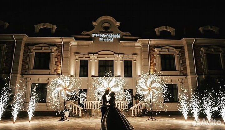 Холодные фонтаны и вертушки на свадьбу, искрометы