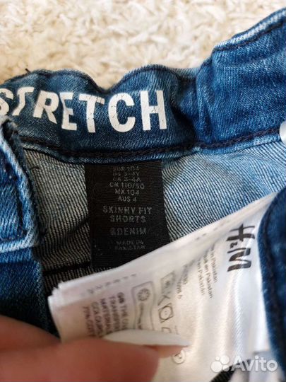 Джинсовые шорты+футболка 104