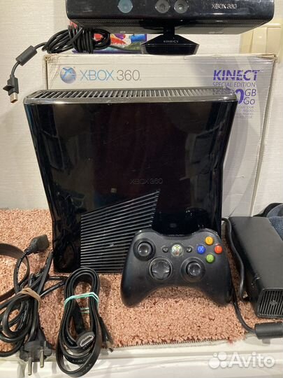 Xbox 360 slim freeboot 500gb 100игр kinect