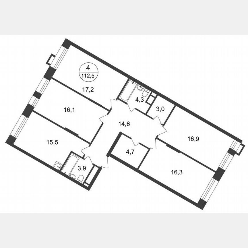 4-к. квартира, 112,5 м², 19/20 эт.