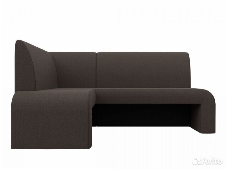 Диван кухонный угловой Кармен левый угол, рогожка, амур коричневый