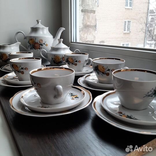 Чайный сервиз «Желтые хризантемы» Рига СССР