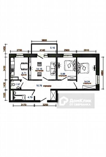 3-к. квартира, 75,3 м², 11/17 эт.