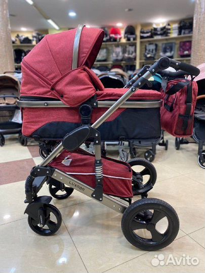 Коляска 2в1 Lux mom (555) Красный Лен