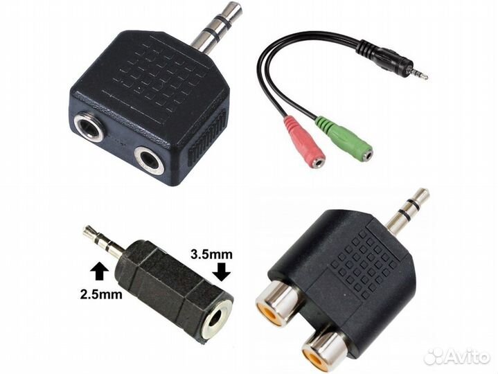 Переходники AUX аудио стерео Jack 2.5-3.5 мм / RCA