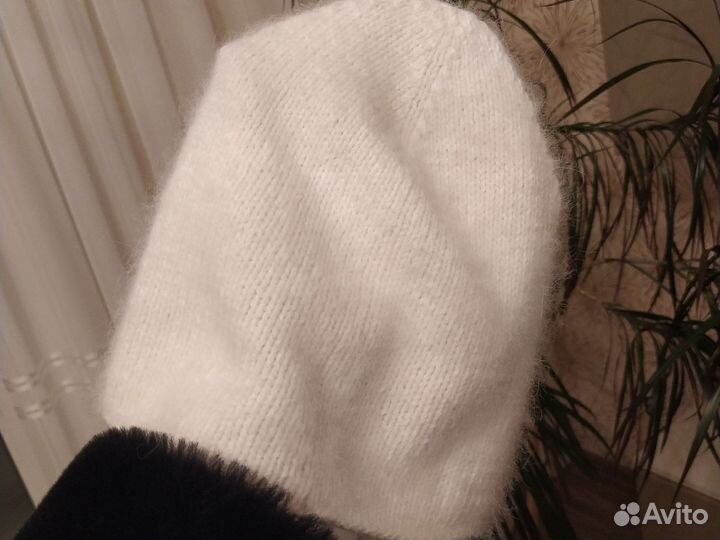 Шапка женская пух норки,варежки ручная работа