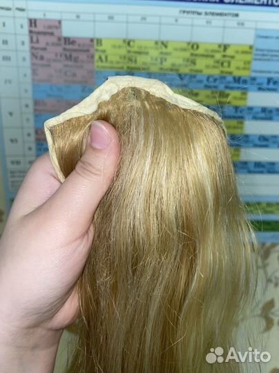 Волосы на заколках блонд русые мелирование