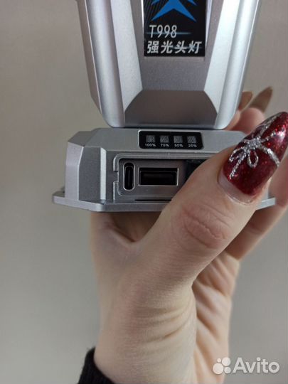 Фонарь налобный 3 modes Type-C