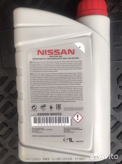 Масло моторное 5w-40 Nissan